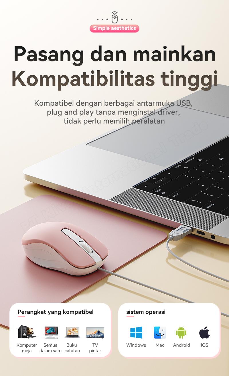YLV Mouse Kabel untuk Kerja & Game - Sensor Optic Canggih untuk Kursor Stabil Tanpa Lag - Langsung Pakai Tinggal Colok USB - Bisa untuk Windows dan Mac