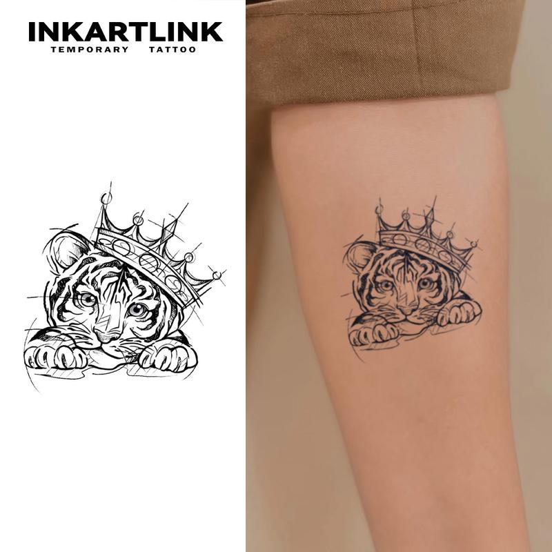 Hình Xăm Dán Tạm Thời Thiết Kế Hình Hổ Nhỏ Phác Thảo, Hình Xăm Ma Thuật, Lâu Trôi Trong 1-2 Tuần