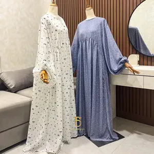 Tsurayya - (Abaya Saja) Abaya Namira Motif Lengan Balon Ala Eropa Bahan Crincle Yoryu/Abaya Lebaran