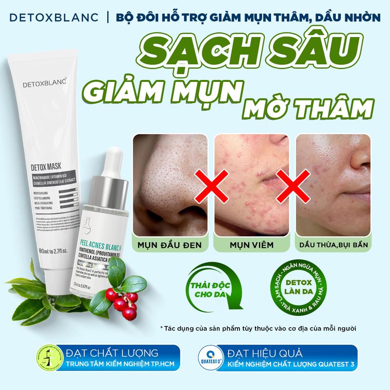 Rẻ Vô Địch x Combo Da Dầu và Mụn : Mặt Nạ Kiềm Dầu DetoxMask + Serum Peel Acnes Blanc H 20ml Hỗ Trợ Giảm Mụn Ẩn Mụn Đầu Đen Mụn Li Ti Hỗ Trợ Giảm Viêm Giảm Thâm,Kiểm Soát Bã Nhờn Hỗ Trợ Làm Sáng Da An Toàn Cho Làn Nhạy Cảm