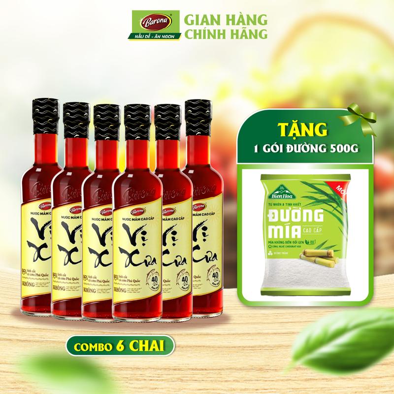 1 Thùng (6 chai x 500ml) Nước Mắm Phú Quốc Cao Cấp Vị Xưa Barona 40 độ đạm