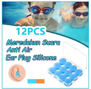 12PCS Ear Plug Silicone Pelindung Telinga Anak Silikon Meredakan Suara Anti Air / Penyumbat Telinga Peredam Kebisingan Pesawat