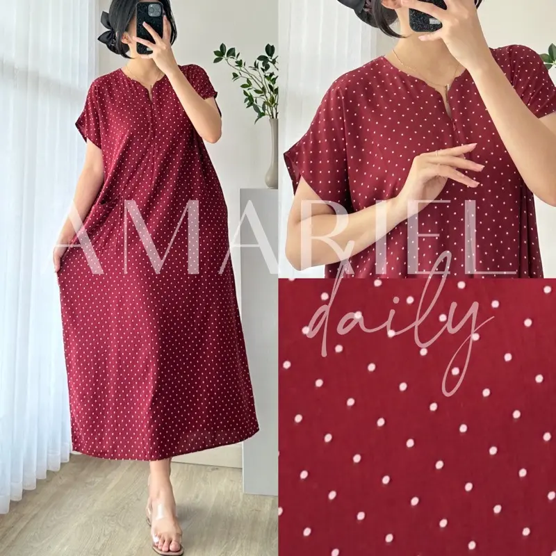 Amariel Asheey Dress Daster Midi Lembut Bumil Busui Friendly - Daster Tidur Wanita Panjang Katun Rayon Viscose Motif 3