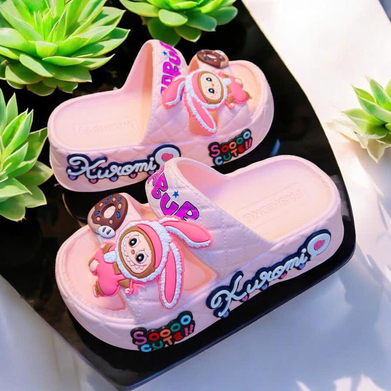 MUA 1 TẶNG 1 Dép bánh mình thỏ labubu 2 quai siêu nhẹ mũi hở cho bé gái đế cao 4 phân