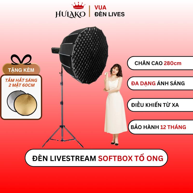 Bộ Chụp Đèn Studio Softbox Tổ Ong Bediro Chân 2m8 cao cấp - Cung Cấp Ánh Sáng Chụp Hình, Livestream, Quay Video HULAKO