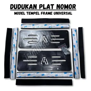 Sepasang Dudukan Plat Nomor Model Tempel Frame Universal dengan Perekat 3M untuk Depan dan Belakang