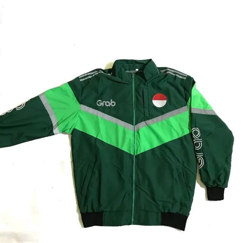 Jaket  bomber Casual driver model terbaru Thailand poliester sporty minimalis krem/khaky Logo Bordir murah 0