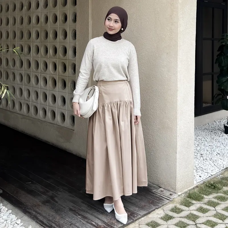 YEPPUOUTFIT - Nanda Skirt | Basic Bawahan Rok Wanita Panjang Muslim Adem Nyaman Girly Outfit Casual Hijab Style Katun Serut 0
