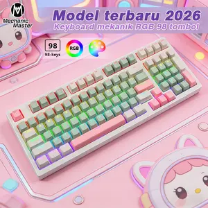 Mechanic Maste Mechanical Keyboard 98 Keys – RGB Light Ergonomic Design  Gaming Mekanik Original Keyboard