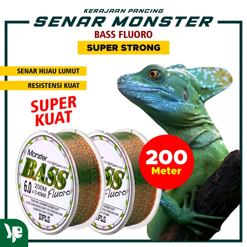 Kerajaan Pancing Tali Pancing Bass FLUOROCARBON 200M Hijau Lumut Bahan Nilon 1
