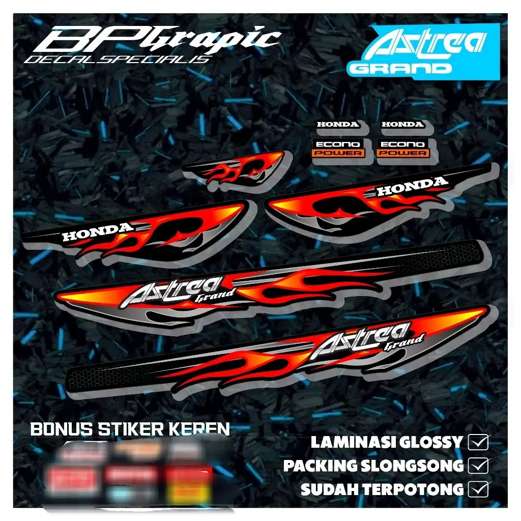 Striping stiker Astrea Grand Sticker strip motor simpel desain kodeAS06 set kanan kiri