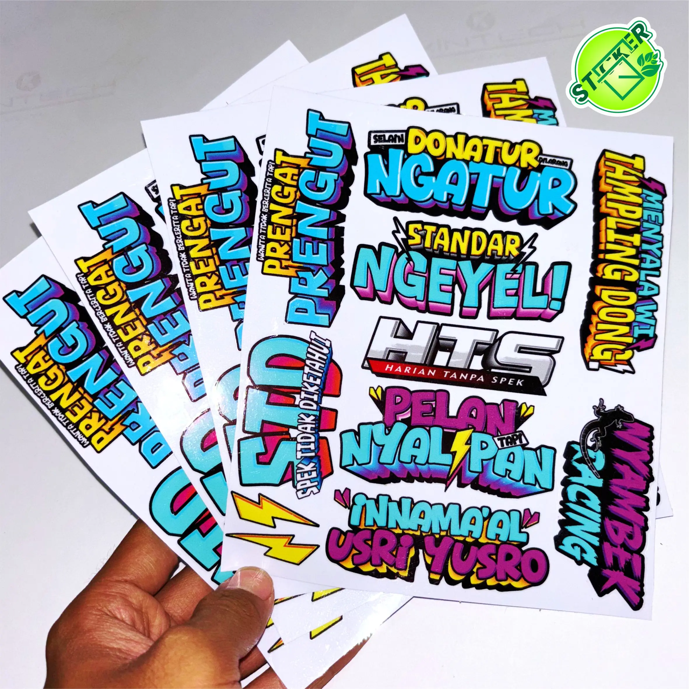STIKER PACK ISI 9 + 2 PETIR STD STANDAR NGEYEL PRENGAT PRENGUT NYAMBEK HTS INNAMA'AL USRI YUSRO TINGGAL TEMPEL