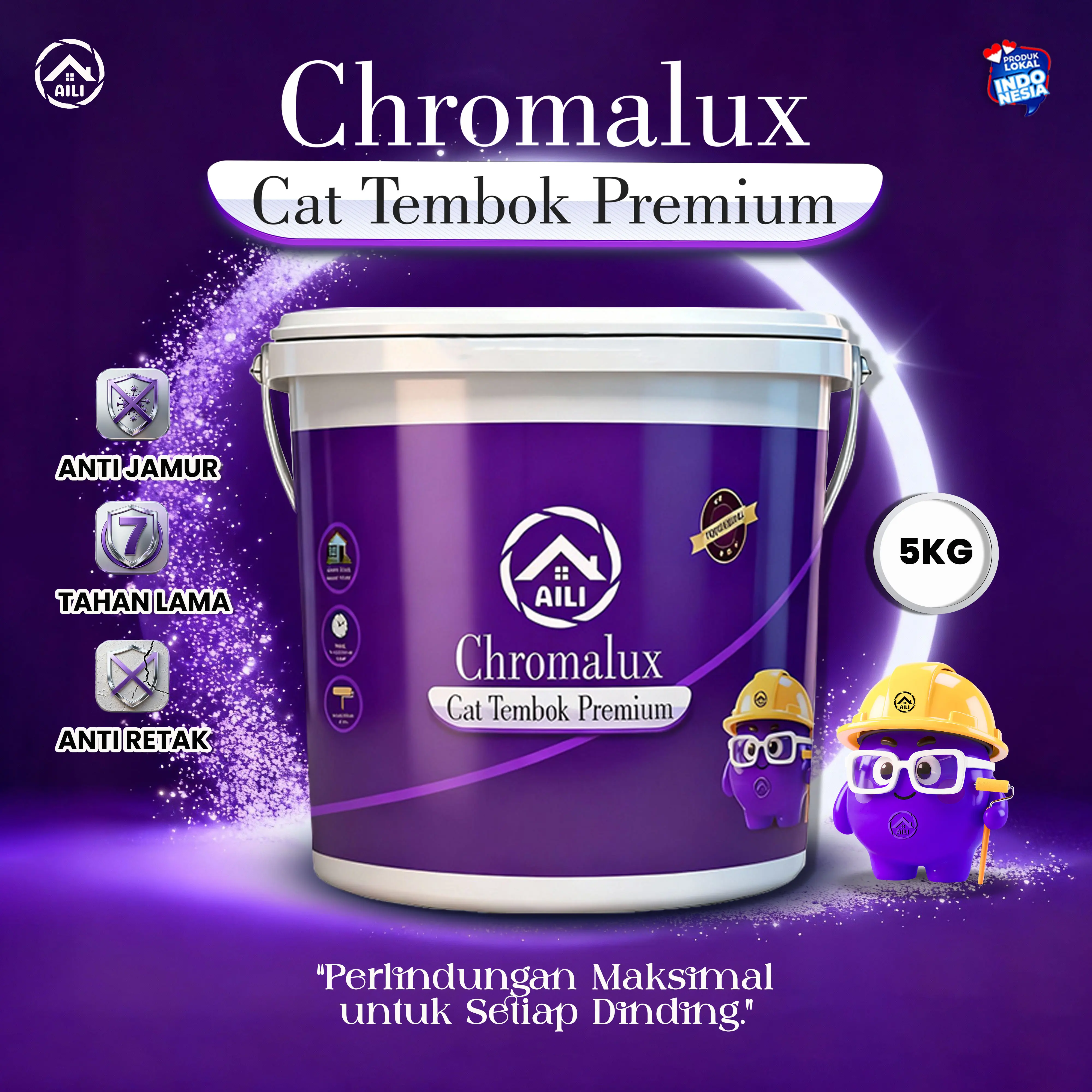 Cat Tembok AILI Paint Premium Interior 5KG Ketahanan Maksimal Anti Luntur