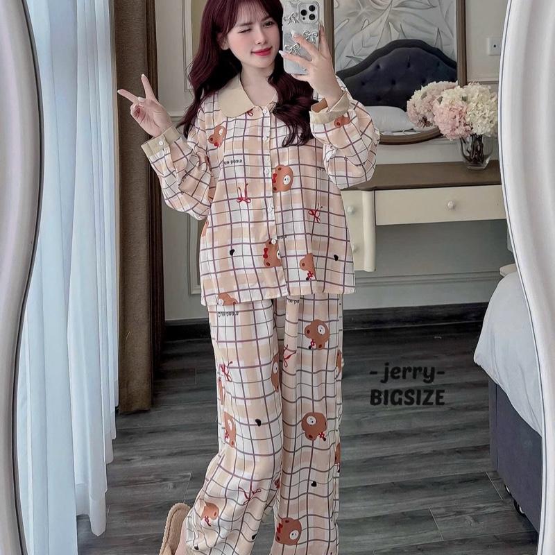 [BIGSIZE] Đồ Ngủ Tay Dài Chất Liệu Mango Jerry Home 3