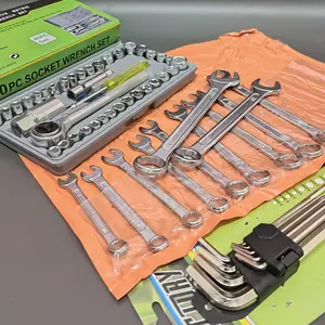 Victory Kunci Sok Set 40 Pcs + Kunci Ring Pas set 11 pcs 8 - 22 mm Diamond + Kunci L Set Kombinasi Hexagonal Bintang 9pcs B02 Soligen