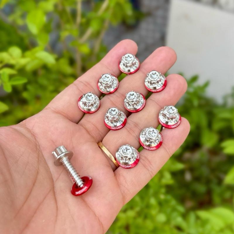 Bộ ốc xoắn lọc gió 5li23 mẫu trụ Salaya Tặng kèm lông đền đỏ Takegawa Chuẩn Size Zin - Phụ Kiện Xe Máy