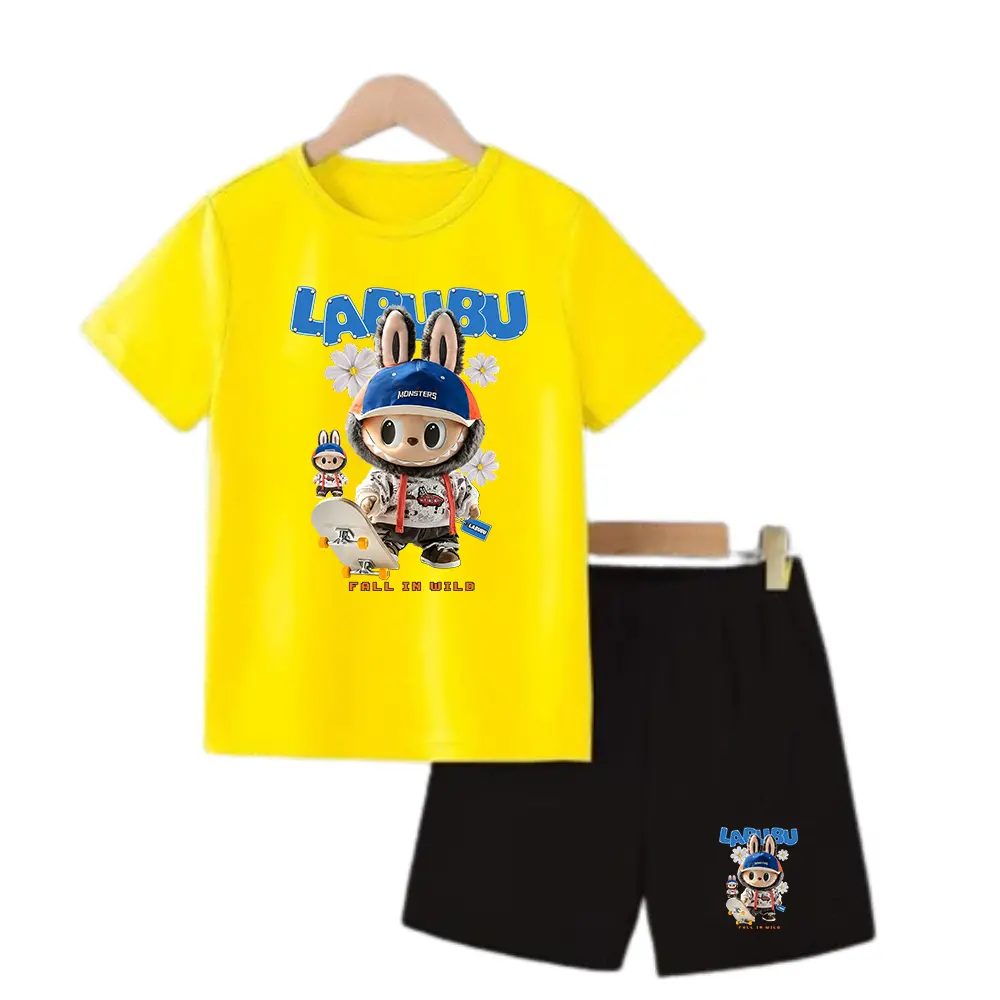SETELAN ANAK-ANAK COWOK DAN CEWEK MOTIF LABUBU / BAJU ANAK-ANAK LAKI - LAKI DAN PEREMPUAN / KAOS ANAK SET ANAK PRIA DAN WANITA / LB SKATEBOARD