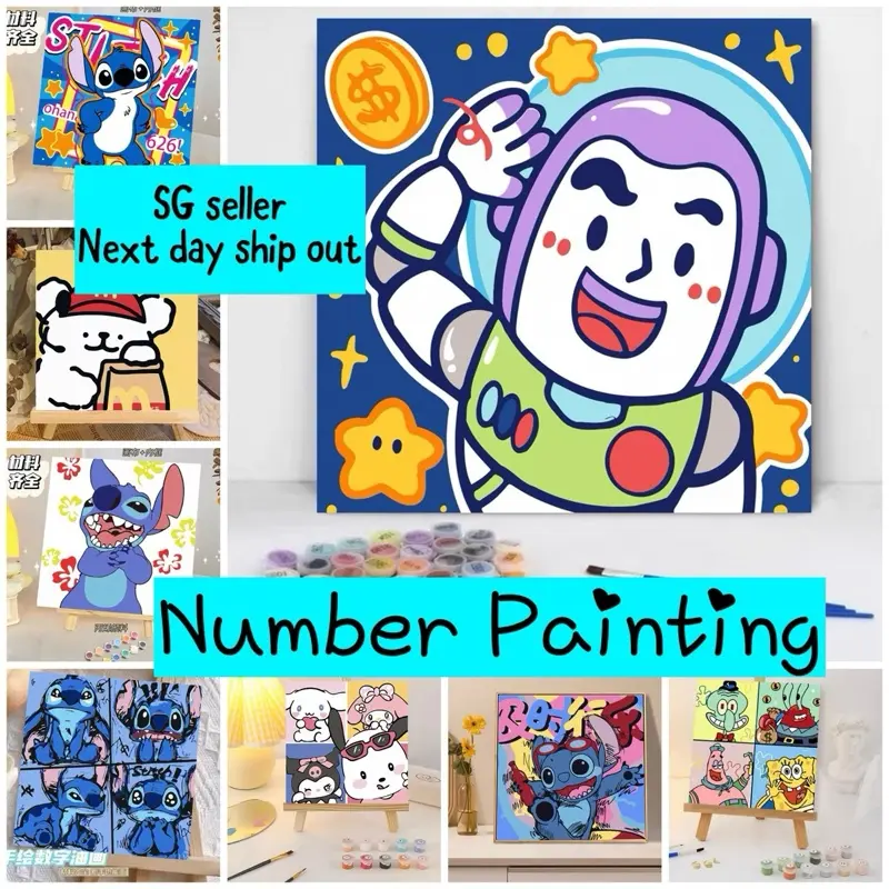Small DIY Number Painting with frame for kids & adult. Great for relaxing and release stress..