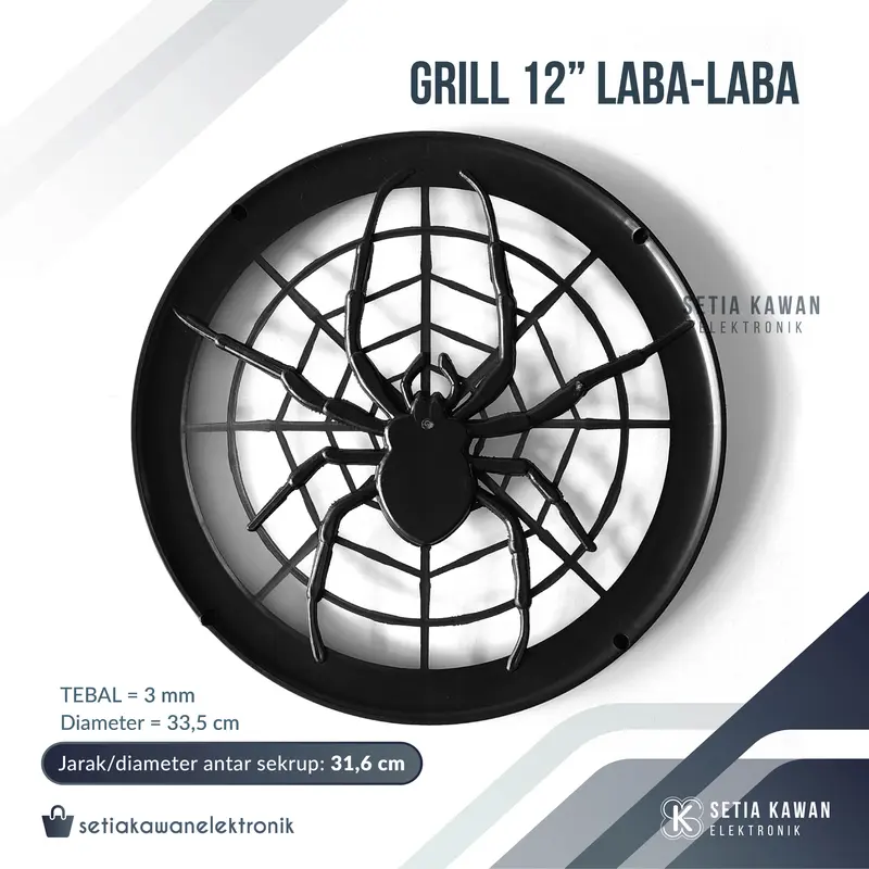 Grill Speaker Laba Laba 12" Plastik / Tutup Pelindung Box Salon Speaker 12 Inch Motif Laba Laba Hitam Original 0