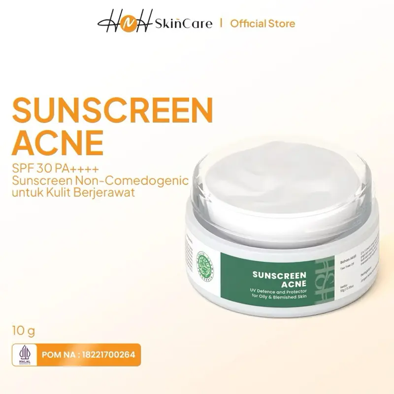 HNH Tea Tree Oil Sunscreen Acne / Sunscreen Untuk Kulit Berjerawat (UV Defender, Membantu Mengontrol Minyak, Antiseptik, dan Menyamarkan Bekas Jerawat)