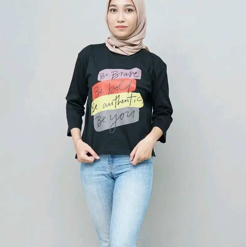 kaos wanita lengan panjang halus dan nyaman