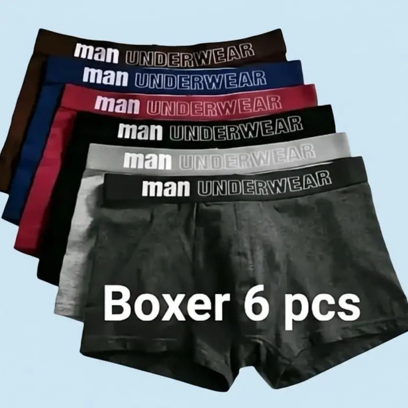 Paket 6 Pcs celana Dalam Pria karet  Boxer, Corak karet dan warna Random Yang Lagi Viral. Nyaman lembut Bahan Katun.