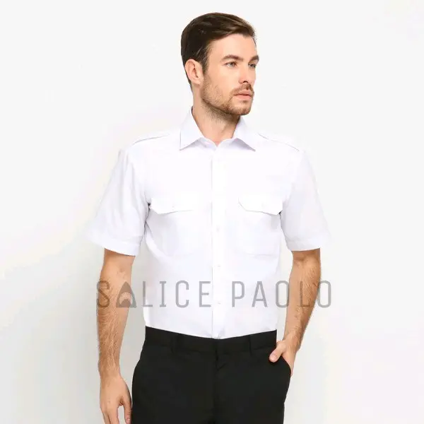 Kemeja Pria Salice Paolo/Polo Alessandro Lengan Pendek Kantong Dua Pangkat 3