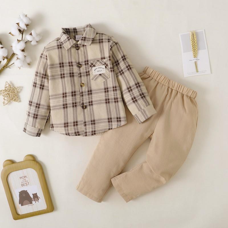 Product Introduction of Baby Brother And Sister Matching Outfits, Plaid Floral Sleeveless Dress And Small Jacket+Boys Plaid Shirt Top And Pants Set 2Pcs 49