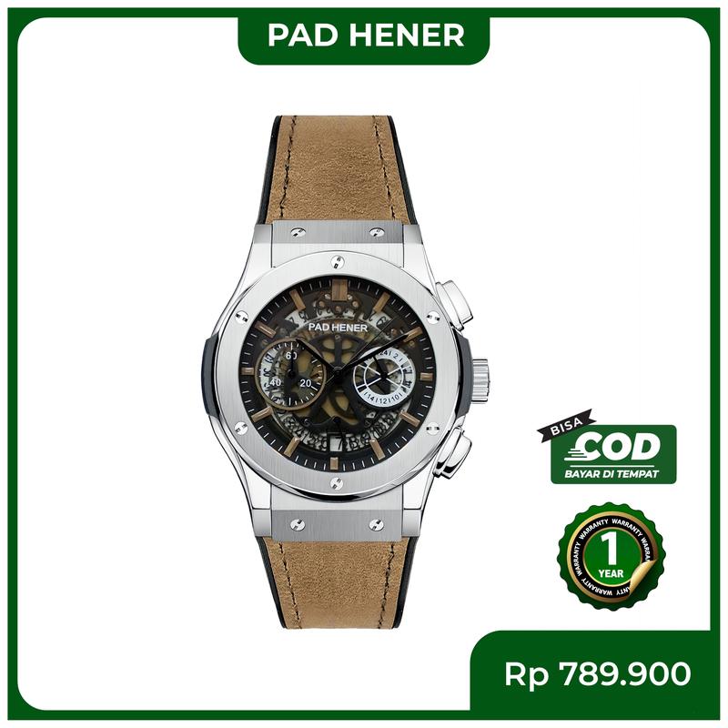 PAD HENER LEXICON Jam Tangan Unisex Analog Original Water Resistant Tali Kulit Keren Luxury Chronograph Quartz Calendar Jam Tangan Cowok Sport COD + Kotak Eksklusif 4
