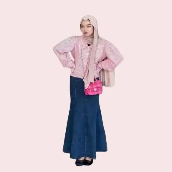 Mermaid Skirt Rok Duyung Wanita Casual Jeans - Rok Duyung Jeans Wanita Korean Style