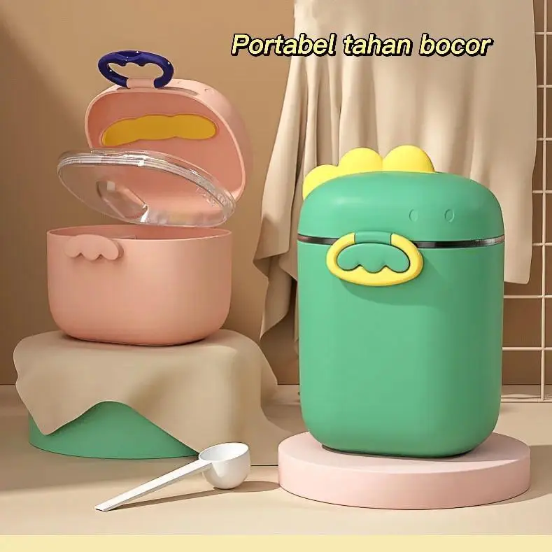 Kotak Susu Formula Bayi Lucu yang Menggemaskan - Kotak Penyimpanan Susu Formula Portabel dengan Kapasitas Besar untuk Perjalanan dan Makanan Ringan - Hijau / Merah Muda - L / S Bubuk Baby Newborn Infant Toddler Girls Boys  Infant Newborn Baby