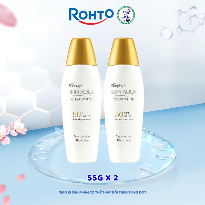Livestream Combo 2 x Sữa chống nắng hằng ngày dưỡng trắng Sunplay Skin Aqua Clear White SPF 50+ PA++++ 55g