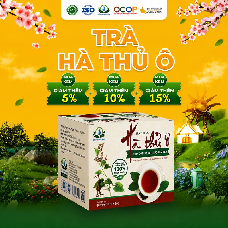 Trà Hà Thủ Ô Siêu Thị Thiên Nhiên - Hộp 30 Túi Lọc x 3Gram