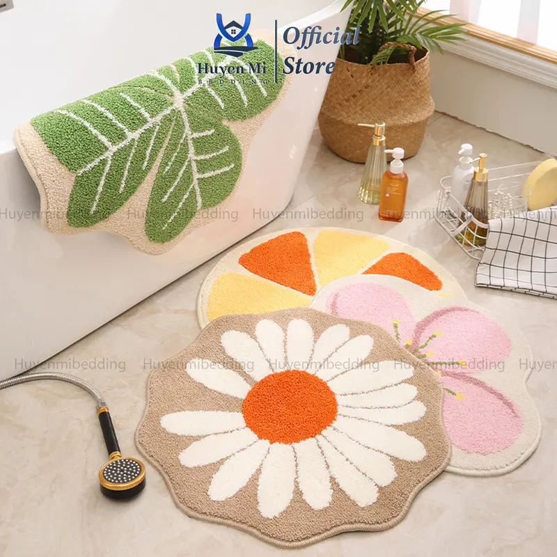 Huyen Mi Thảm Lau Chân Mặt Lông Cừu Đế Cao Su Chống Trơn Trượt 40x60cm Mẫu Kute Cao Su Giữ Bụi Hiệu Quả Thảm Lau Chân Nha Tam Chống Trơn Trượt 0