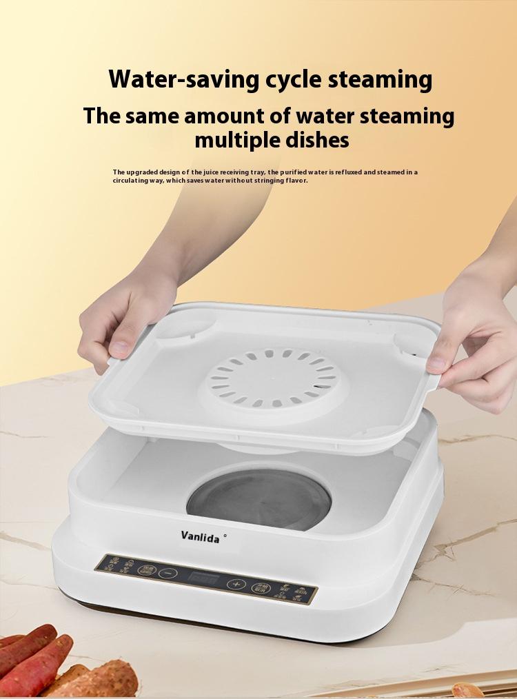 Product Introduction of The bottom of the multi-layer composite pot is quickly and evenly heated, steamed fish and vegetables are steamed out of a pot, and the lid is intelligent and timed to prevent dry burning. Protection 15