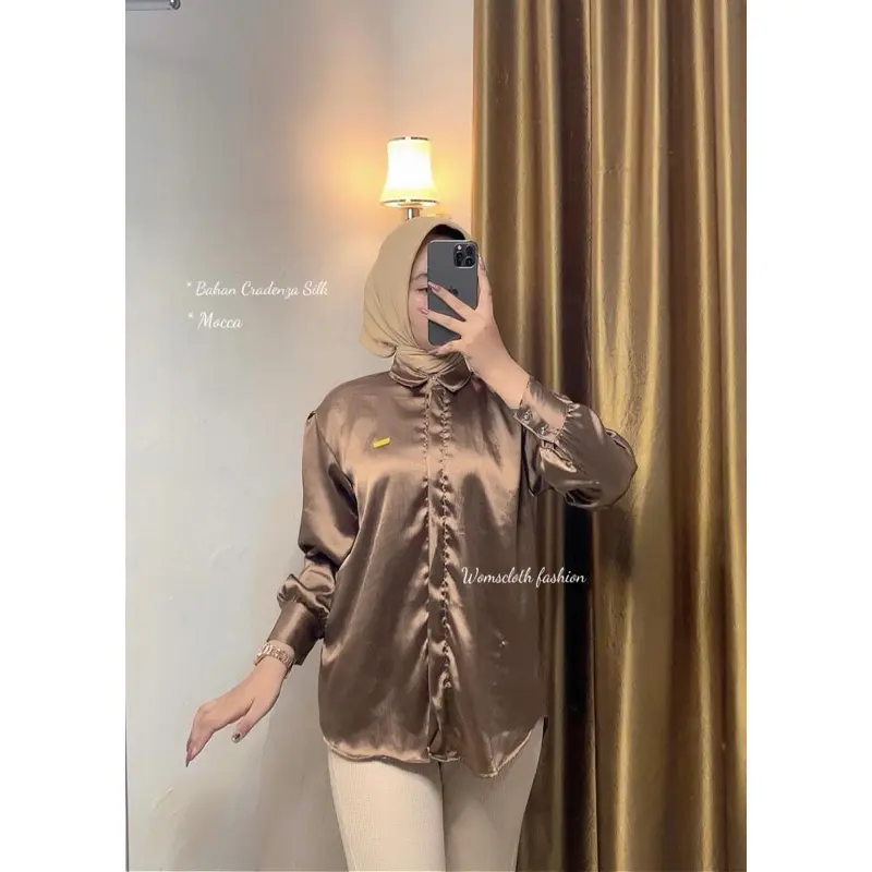 Kemeja Wanita Basic Cradenza Silk Polos Premium 6
