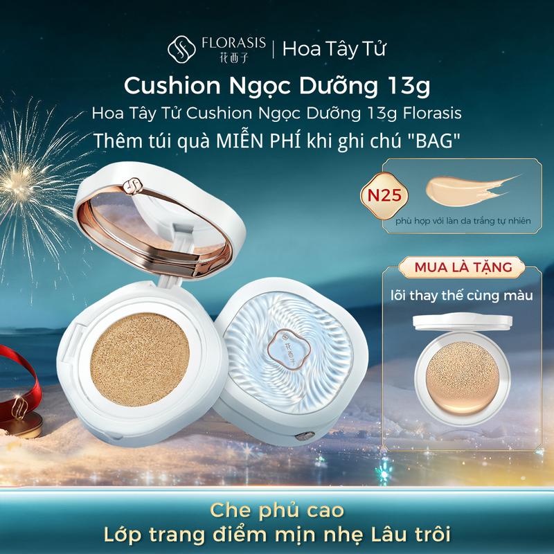  Hoa Tây Tử Cushion cân bằng chiết xuất hoa sen ngọc che khuyết điểm lâu trôi  Miễn Phí Lõi Thay Thế  Florasis 13g*2 