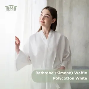BATHROBE (KIMONO) WAFFLE POLYCOTTON HOTEL WHITE - TEMA Hospitality