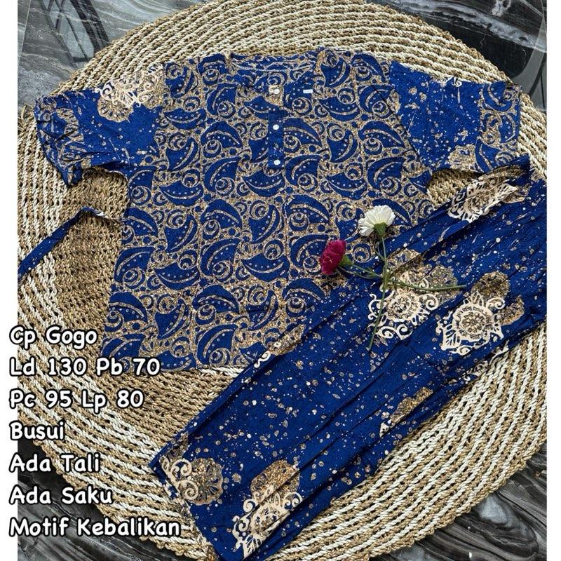 Setelan Cp Gogo Ld 130 Lengan Pendek Saqueena Batik Baju Busui Celana Kancing Motif Rayon Wanita Panjang Piyama Tidur 2