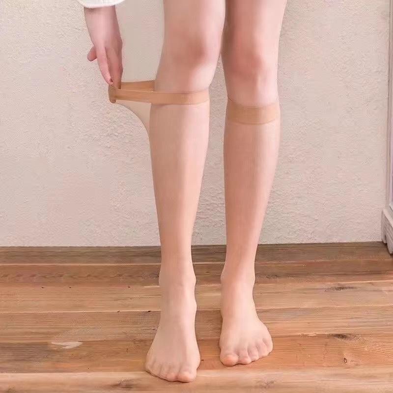 MYUZUU Kaos kaki Stocking Wanita ST1330 Panjang Sebetis Transparan Legging Lingerie Wanita Casual