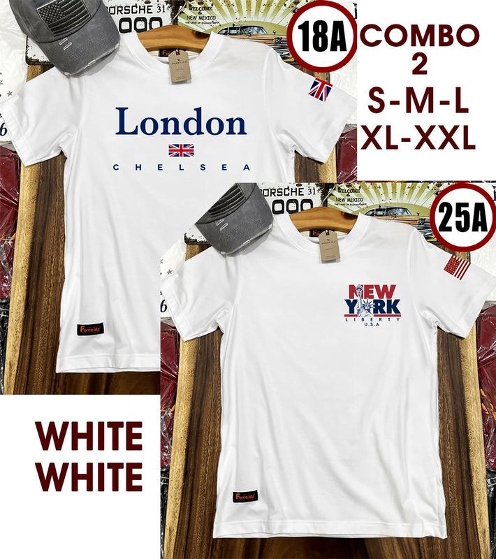  COMBO 2 ÁO TRẮNG ĐỦ SIZE - Áo thun Thái Lan Nam Nữ - Cotton - Form Regular Fit phong cách Âu Mỹ cổ điển. Kiểu dáng phù hợp cho cả nam lẫn nữ. Size S-M-L-XL-XXL. 