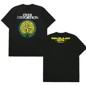 Ambisius T Shirt Kaos Over Distortion Penjelajah Kota Hitam Lengan Pendek Katun Combed Premium 24s - Kaos Musik Band - Baju T-shirt Kaos Distro   Unisex Pria Dan Wanita Kekinian Bahan Katun Halus Adem  Nyaman Keren