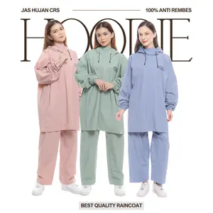 TERBARU JAS HUJAN MODEL HOODIE PRIA DAN WANITA DEWASA BAHAN TEBAL PVC 025