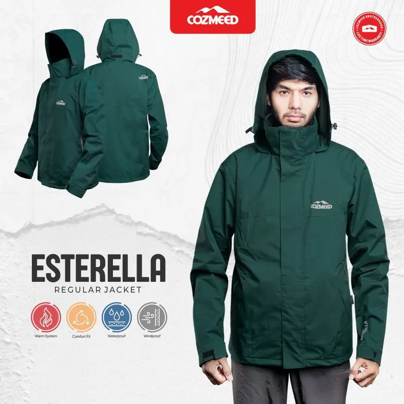 Cozmeed Jaket Gunung Outdoor Olahraga Hiking Camping Pria Wanita Waterproof Estrella Emerald Green 0