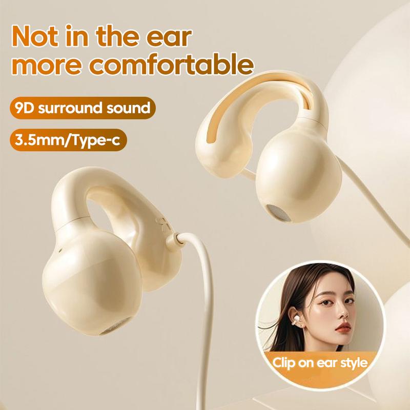 Tai Nghe Có Dây Kiểu Kẹp Tai, Tai Nghe Không Trong Tai, Loại C Và 3.5Mm, Tai Nghe Có Dây, Có Mic, Tai Kẹp Tai Nghe Nhét Tai, Tương Thích Với iPhone 16 Và 15 Và Samsung