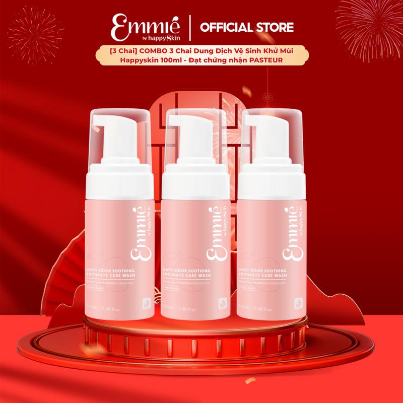 ĐỘC QUYỀN 3 CHAI Combo 3 Dung Dịch Vệ Sinh Khử Mùi Happyskin Anti-Odor Soothing Intimate Care Wash 100ml 3 Chai Mùi Đào