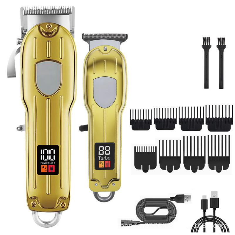 Tông đơ cắt tóc điện mẫu mới, lưỡi thép không gỉ, màn hình LCD hiển thị số, chuyên nghiệp cho salon tóc.