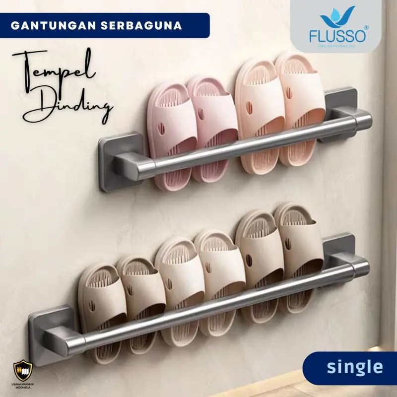 Flusso Gantungan Baju dan Handuk Material Stainless Include Perekat 30 40 50 60 70 cm 2