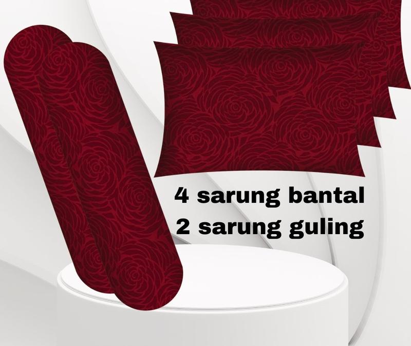Sarung bantal sarung guling isi 6pcs 4 sarung bantal dan 2 sarung guling motif embose polos 3