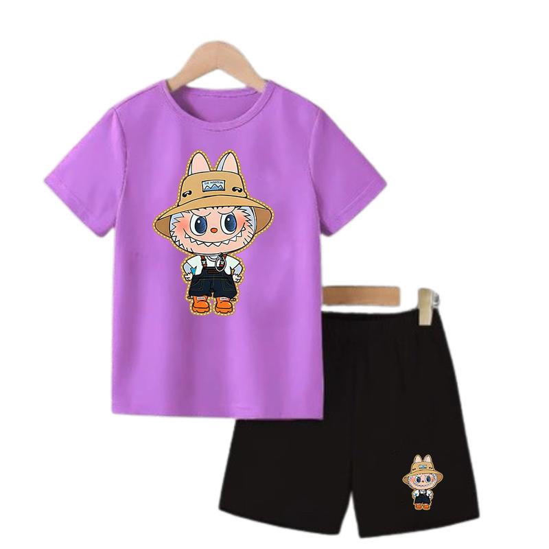 SETELAN ANAK-ANAK COWOK DAN CEWEK MOTIF LABUBU  / BAJU ANAK-ANAK LAKI - LAKI DAN PEREMPUAN / KAOS ANAK SET ANAK PRIA DAN WANITA / LB FARMER 7